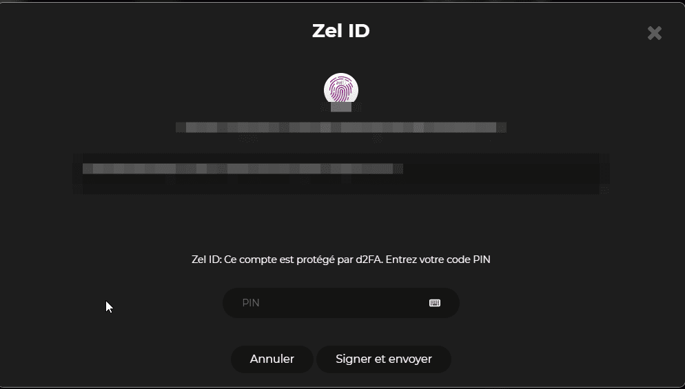 signer le message ZelID